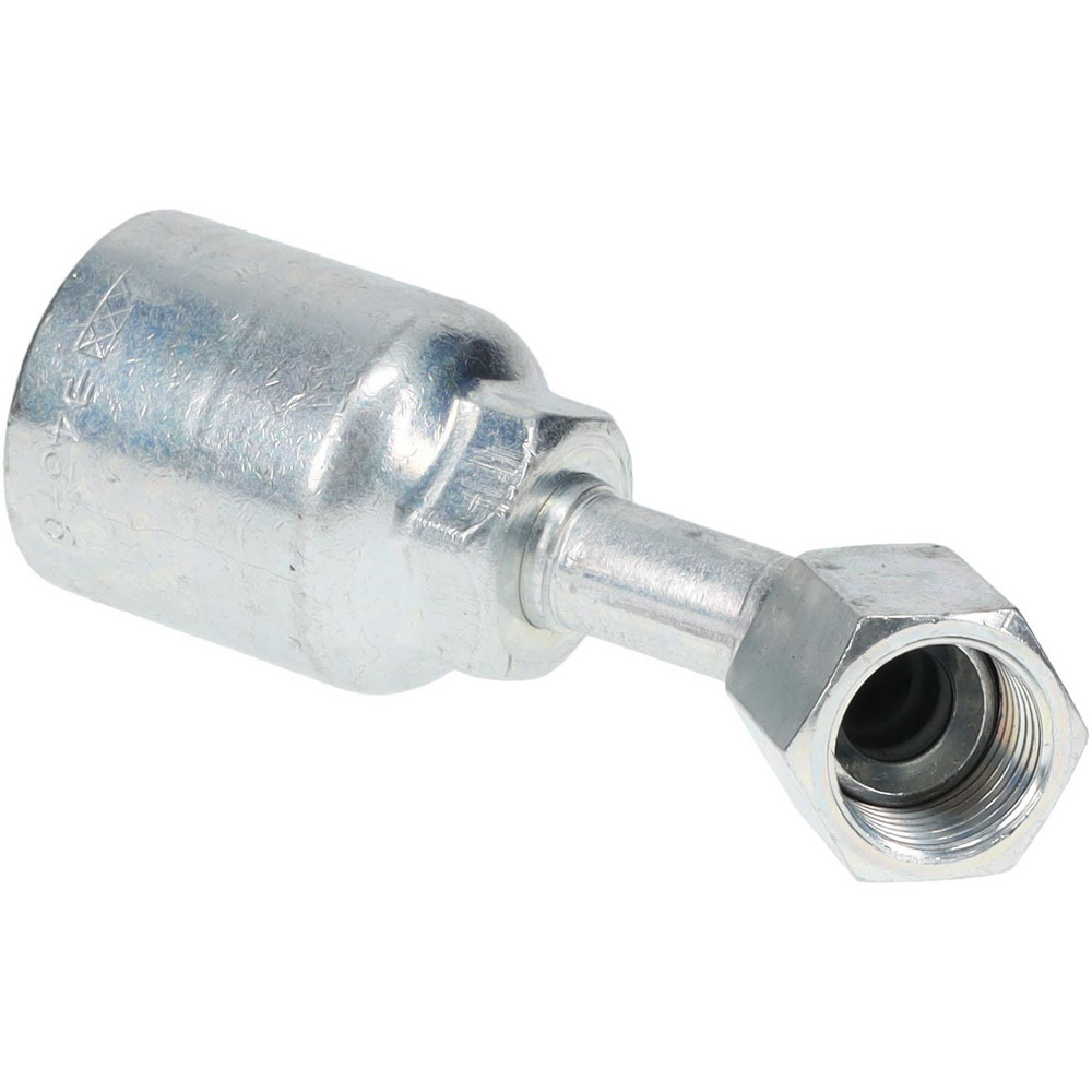 Parker Hydraulic Hose Female Swivel 45 ° Elbow: 0.375" ID, 6 mm, 3/8" - 1J743-6-6
