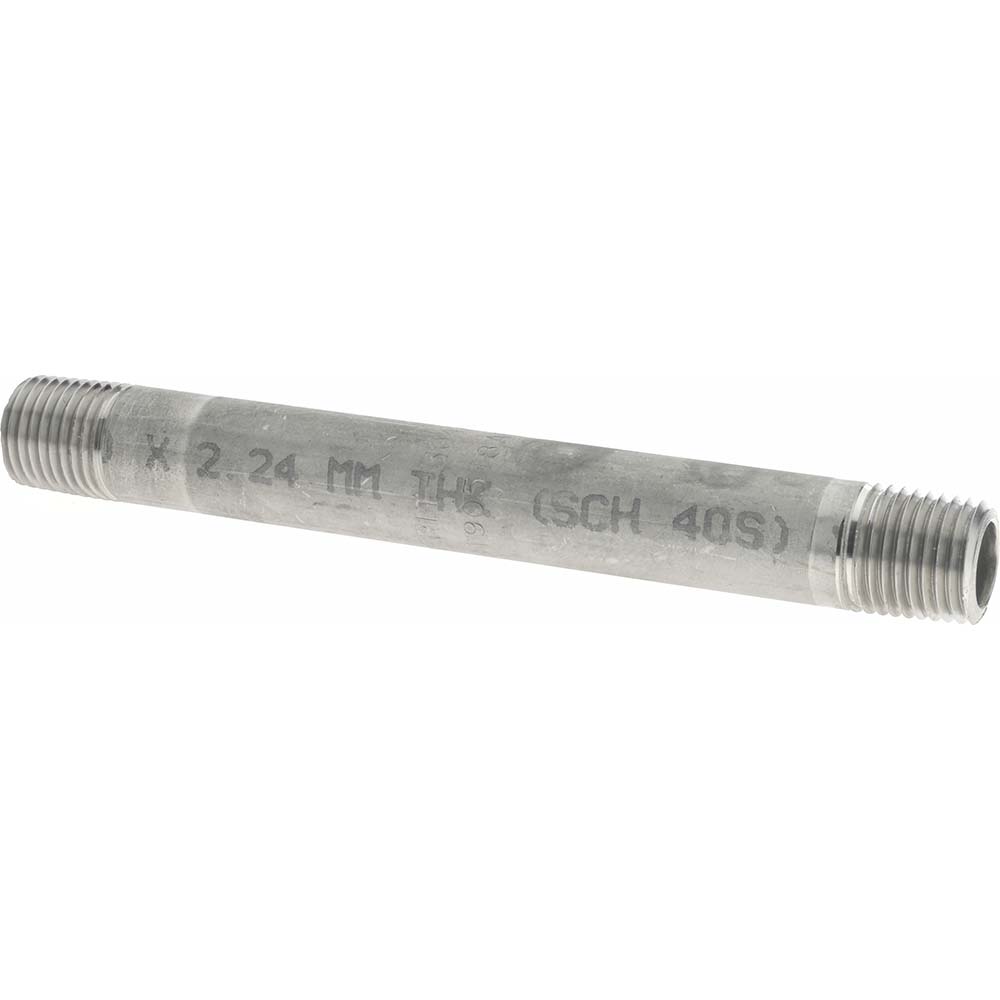 Value Collection Stainless Steel Pipe Nipple: 1/4" Pipe, Grade 304 & 304L - 4BN1/4*41/2