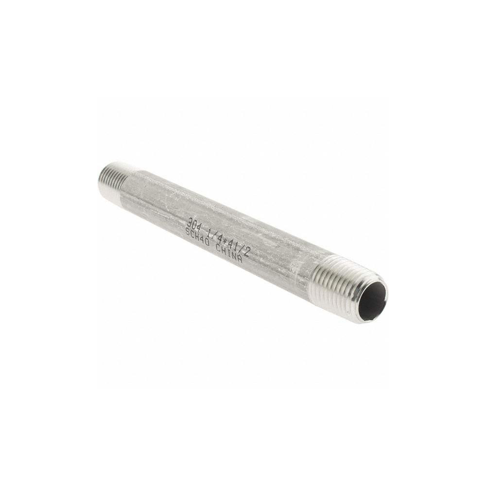 Value Collection Stainless Steel Pipe Nipple: 1/4" Pipe, Grade 304 & 304L - 4BN1/4*41/2