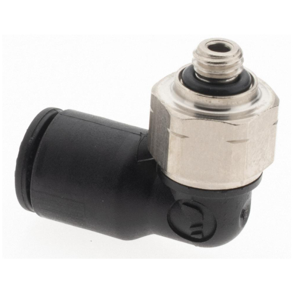 Parker Push-to-Connect Fitting: Male Elbow, #10-32", UNF, 1/4" OD - KP23969
