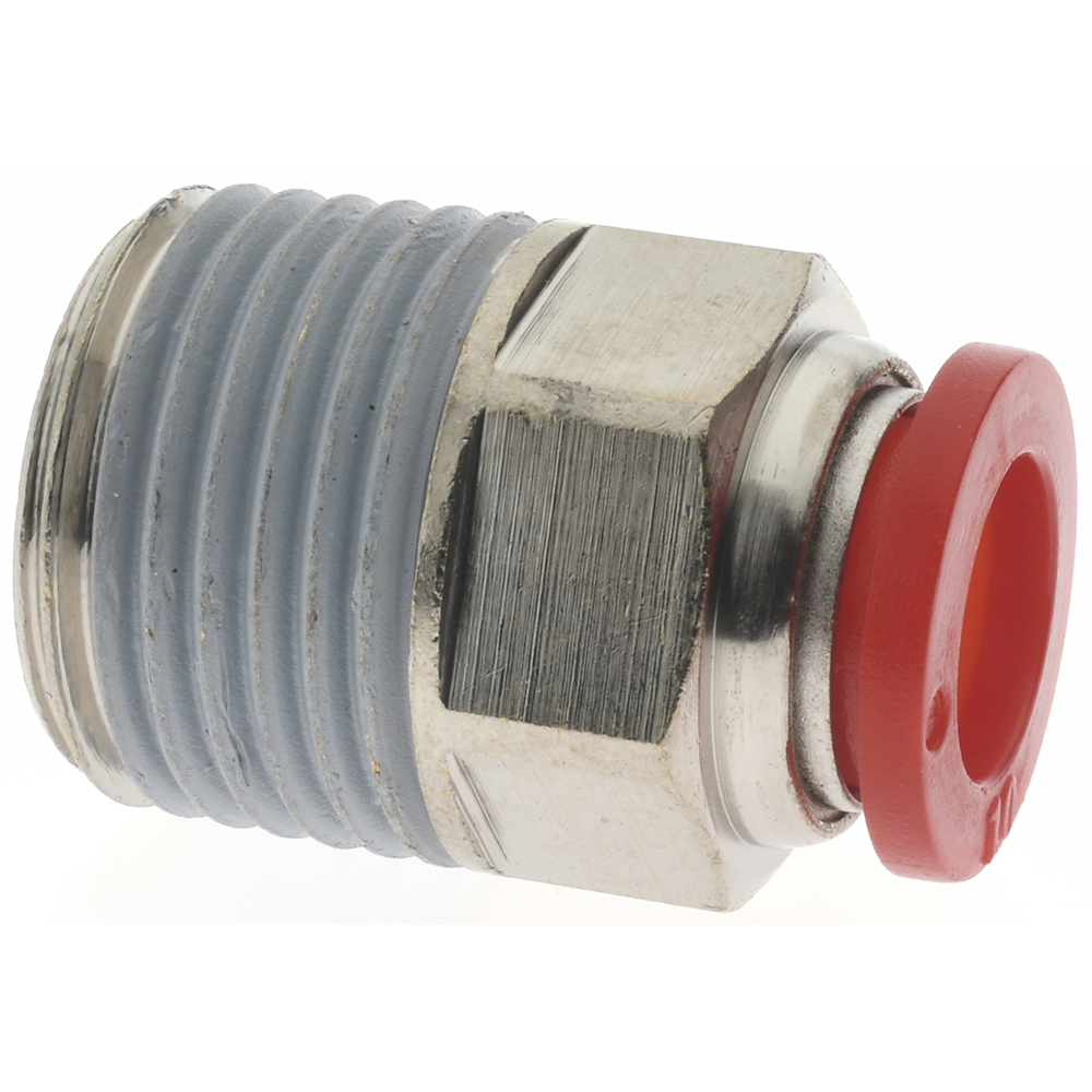 Norgren Push-to-Connect Tube x Male x Tube x Male BSPT Fitting: ISO R Connector, BSPT, 10.00 mm OD - C01251028