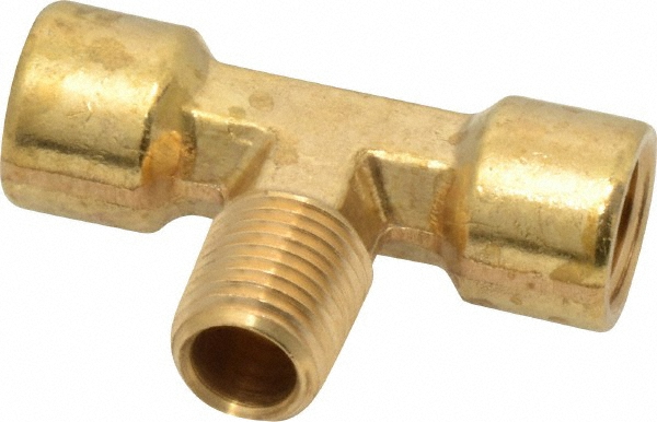 CerroBrass Industrial Pipe Street Tee: 1/4" Female Thread, 1/4" Male Thread, MNPTF x FNPTF - 28247