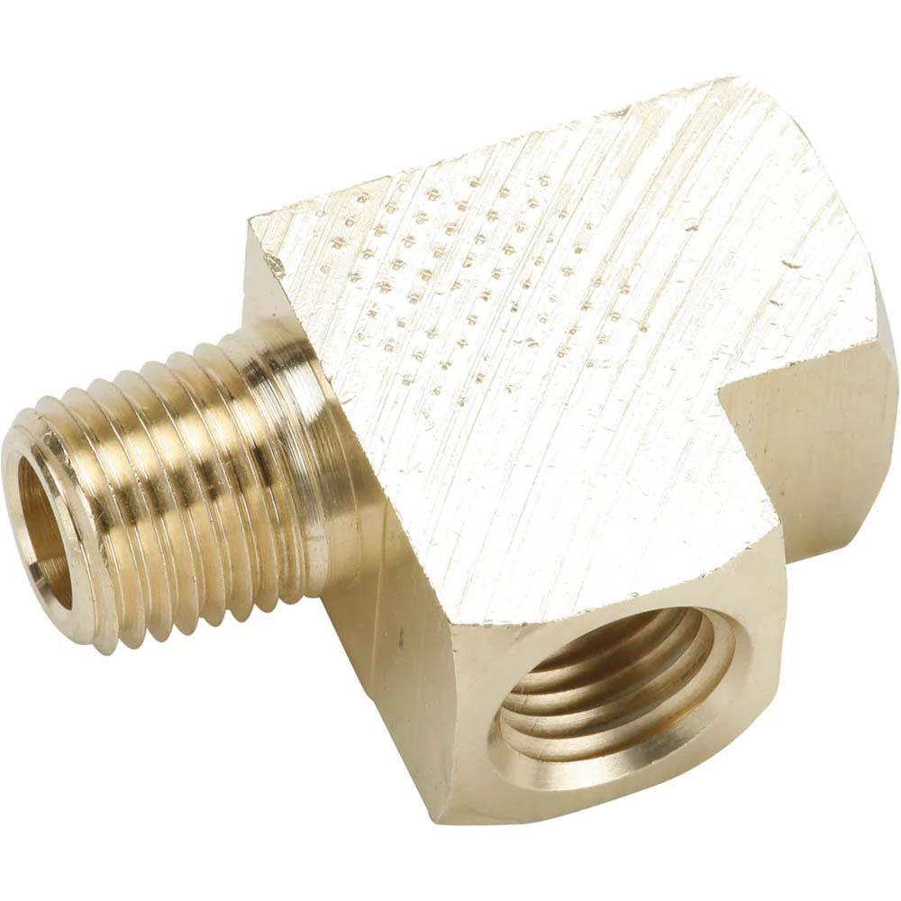 CerroBrass Industrial Pipe Street Tee: 1/4" Female Thread, 1/4" Male Thread, MNPTF x FNPTF - 28247