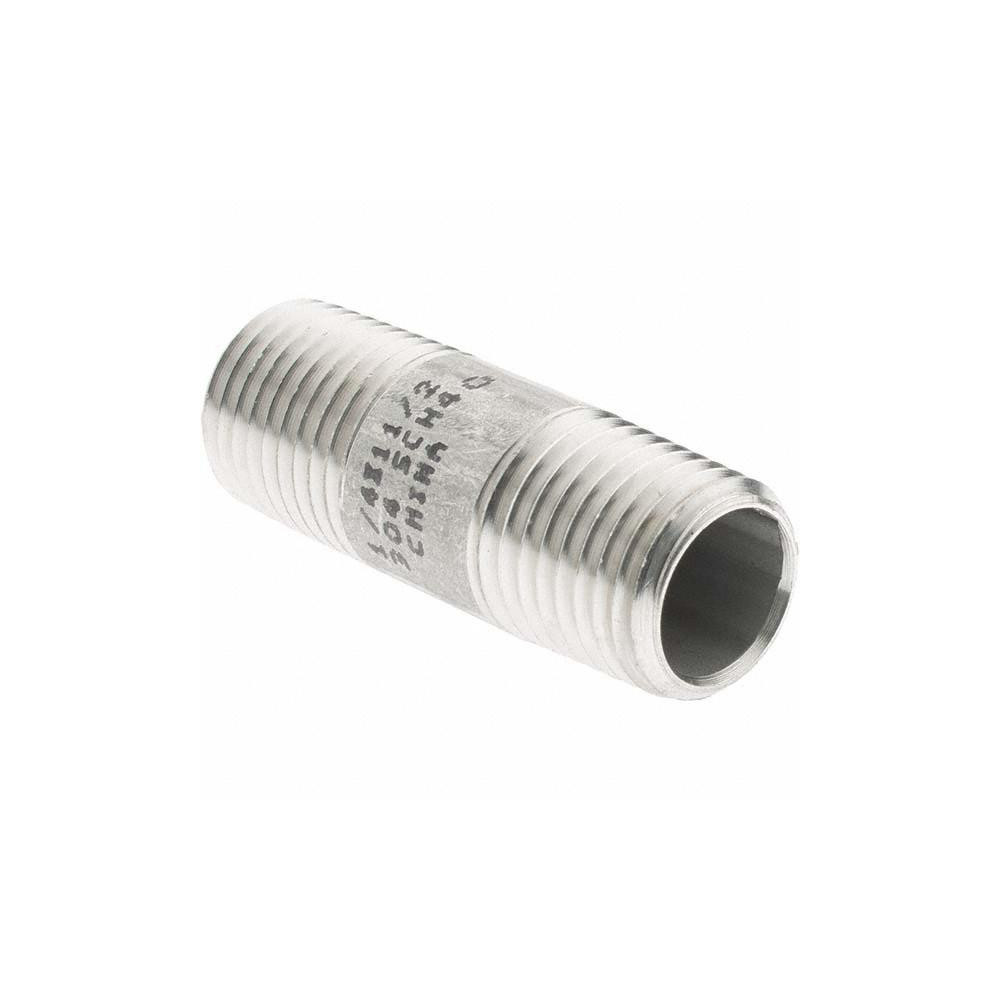 Value Collection Stainless Steel Pipe Nipple: 1/4" Pipe, Grade 304 & 304L - 4BN1/4*11/2