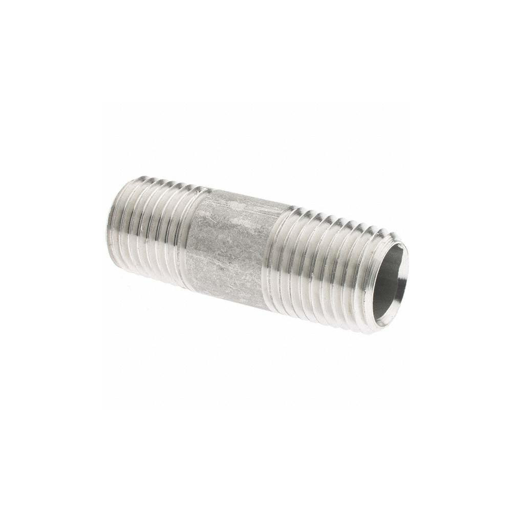 Value Collection Stainless Steel Pipe Nipple: 1/4" Pipe, Grade 304 & 304L - 4BN1/4*11/2