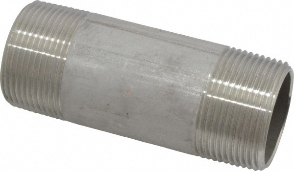 Value Collection Stainless Steel Pipe Nipple: 1-1/4" Pipe, Grade 304 & 304L - 4BN11/4*4