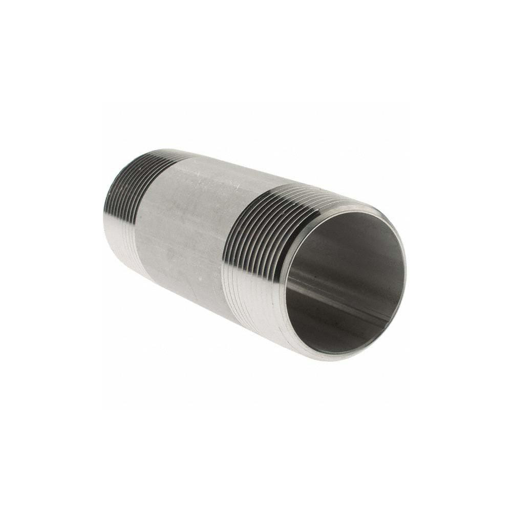 Value Collection Stainless Steel Pipe Nipple: 1-1/4" Pipe, Grade 304 & 304L - 4BN11/4*4