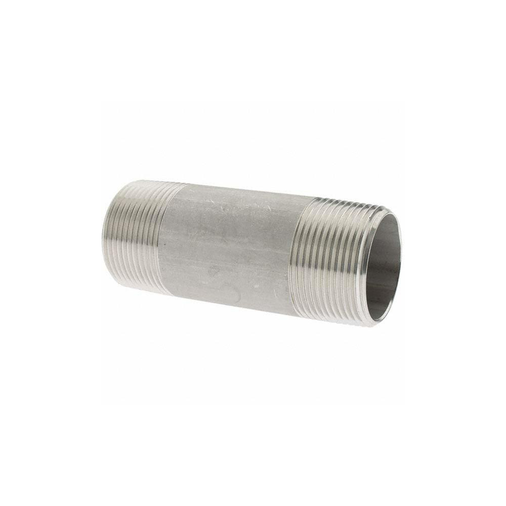 Value Collection Stainless Steel Pipe Nipple: 1-1/4" Pipe, Grade 304 & 304L - 4BN11/4*4