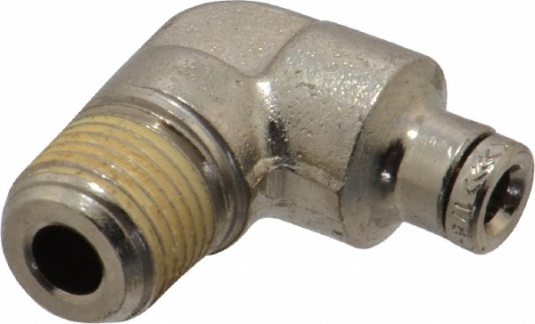 Norgren Push-to-Connect Tube x MNPT x Tube x Male Fitting: Fixed Elbow, NPTF, 1/8" OD - 124450118