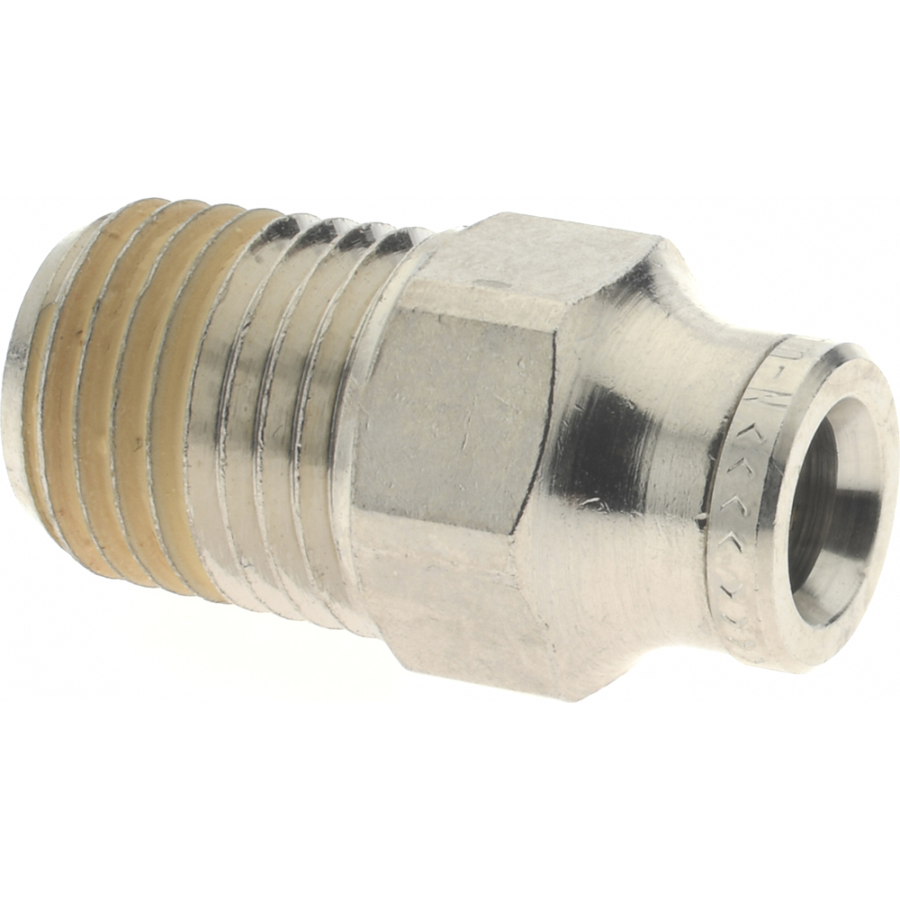 Norgren Push-to-Connect Tube x MNPT x Tube x Male Fitting: Fixed Elbow, NPTF, 1/8" OD - 124450118