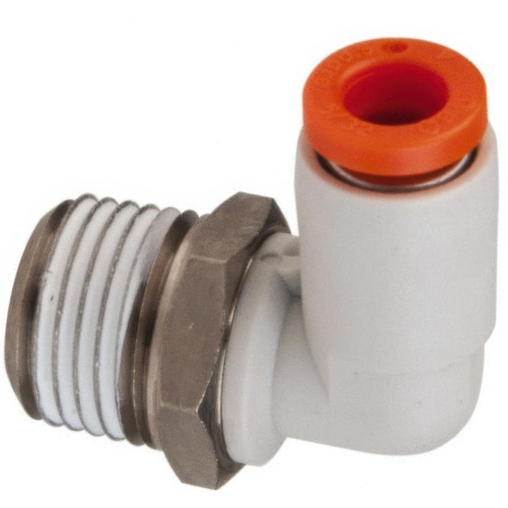 SMC PNEUMATICS Push-to-Connect Push-to-Connect Fitting: Elbow, NPT, 1/4" OD - KQ2L07-34NS