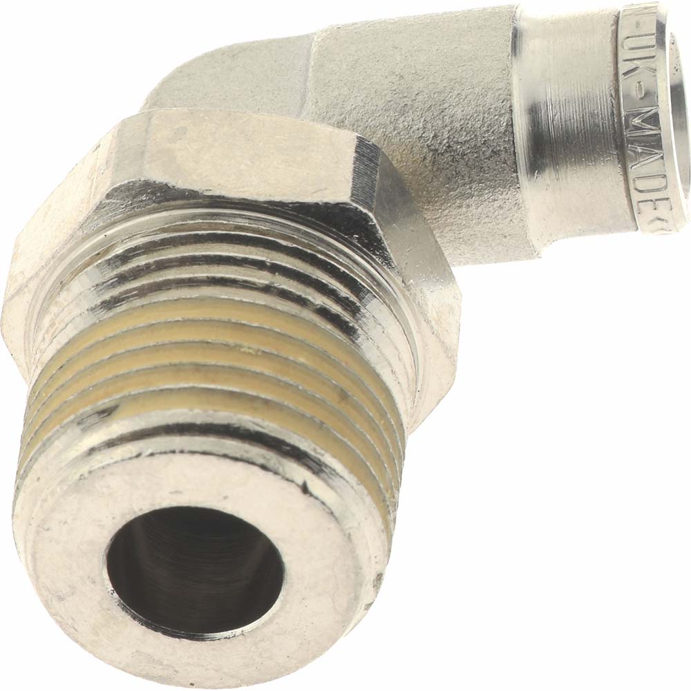 Norgren Push-to-Connect Tube x MNPT x Tube x Male Fitting: Swivel Elbow, NPTF, 1/4" OD - 124470438