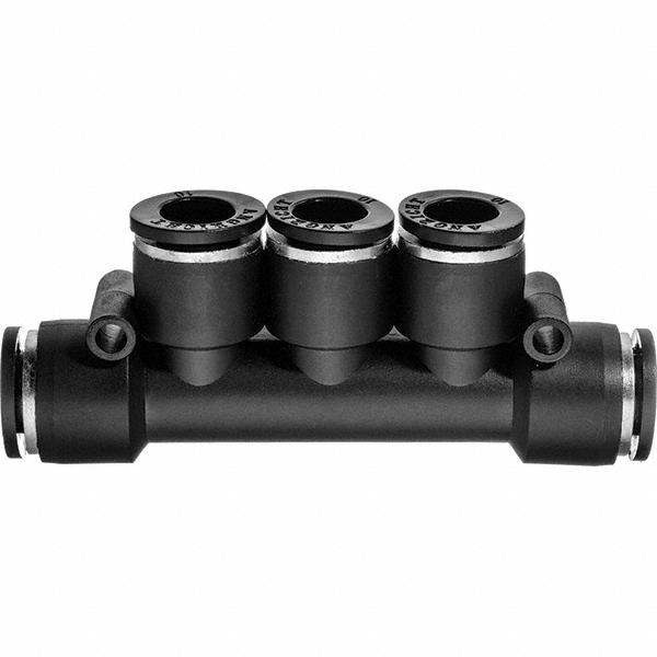 USA Industrials Push-to-Connect Push-to-Connect x Push-to-Connect Fitting: Manifold 3 Tubes, 1/4" OD - ZUSA-TF-PTC-1030