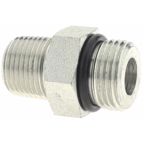 Parker Industrial Pipe Adapter: 3/4-16 x 3/8" Male Thread, Male Straight Thread O-Ring x Male NPTF - 8-3/8 F5OF-S