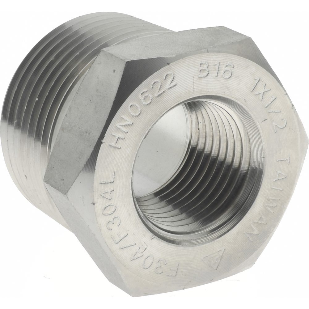 Merit Brass Pipe Bushing: 1 x 1/2", 304 & 304L Stainless Steel - 3414D-1608