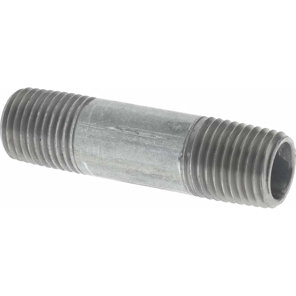 Anvil Galvanized Pipe Nipple: 1/4", 4-1/2" Long, Schedule 40, Steel - 0331006403