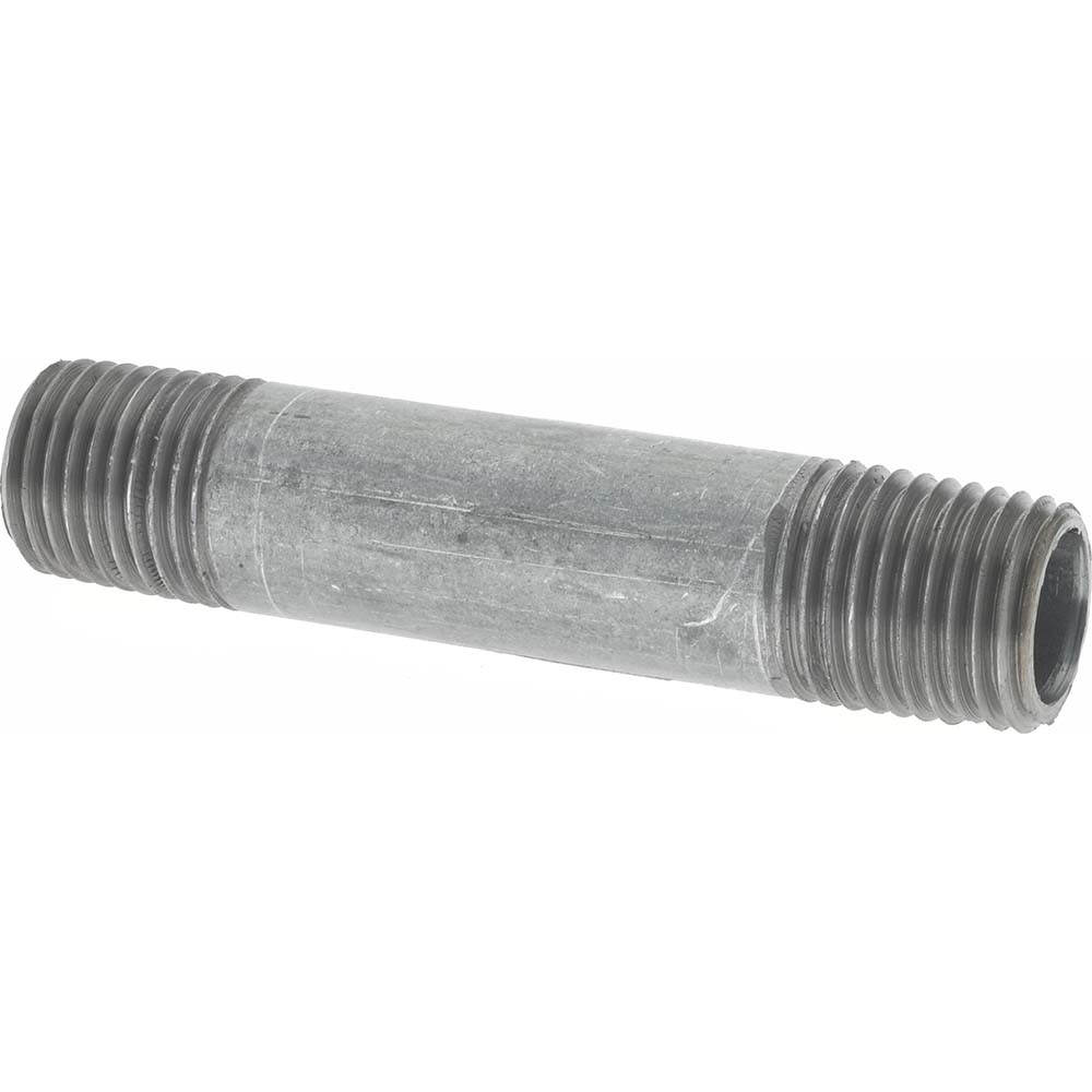 Anvil Galvanized Pipe Nipple: 1/4", 4-1/2" Long, Schedule 40, Steel - 0331006403