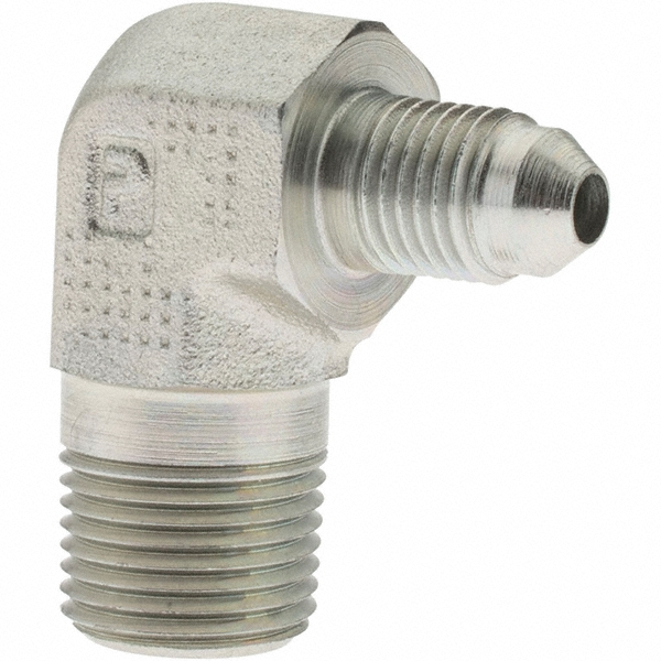 Parker Steel Flared Tube 90 Deg Elbow: 3/4" OD, 1/2-14 Thread, 37 deg Flared Angle - KP70877