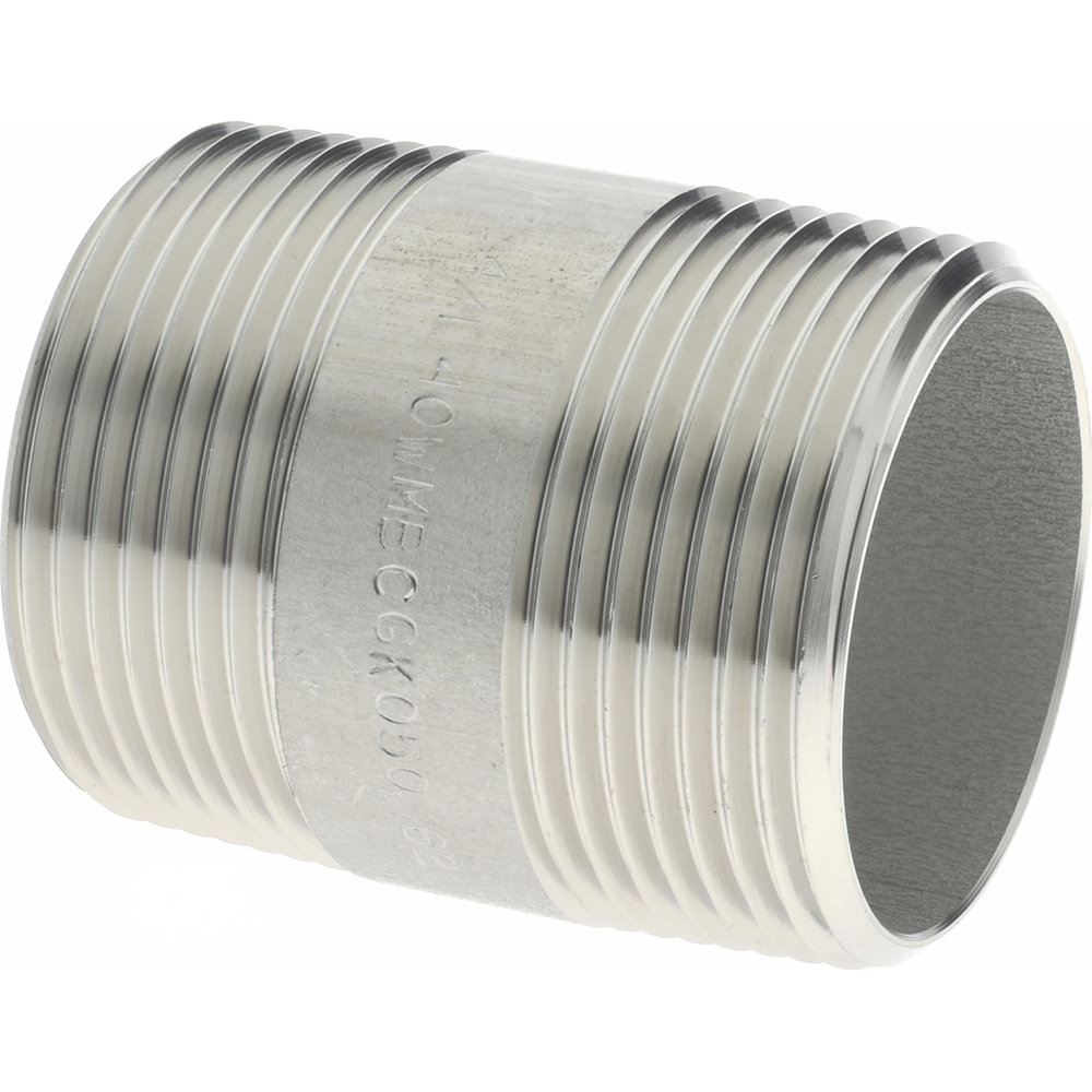 Merit Brass Stainless Steel Pipe Nipple: 1-1/4" Pipe, Grade 304 & 304L - 4020-450