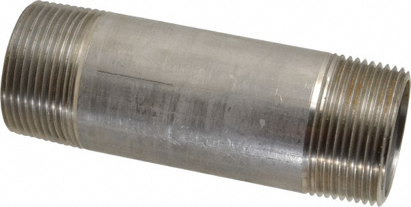 Merit Brass Stainless Steel Pipe Nipple: 1-1/4" Pipe, Grade 304 & 304L - 4020-450