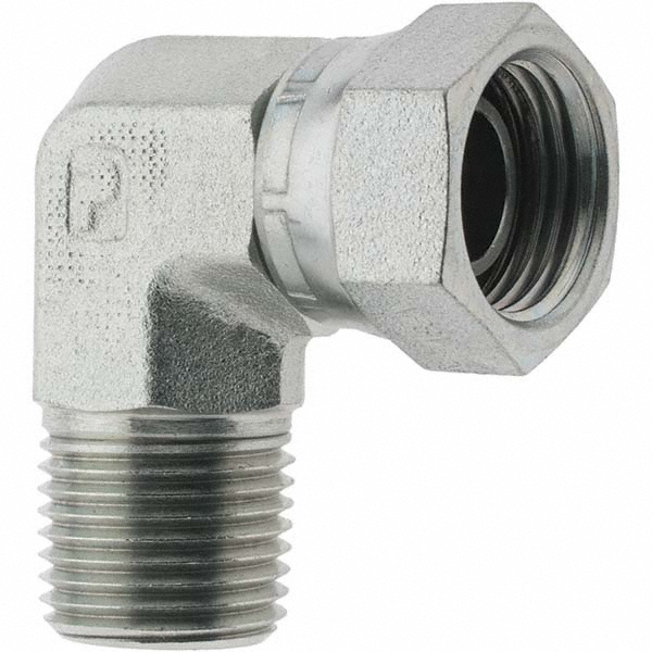 Parker Hydraulic Hose Swivel Fitting: 0.25" ID, 4 mm, 7/16-20 - KP46879