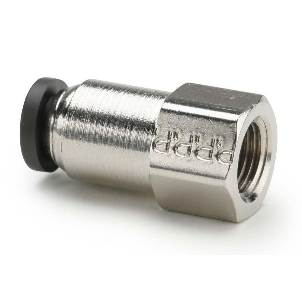 Parker Push-to-Connect Push-to-Connect x Female NPTF Fitting: Connector, 1/4 Thread, NPTF, 3/8" OD - 66PLP-6-4
