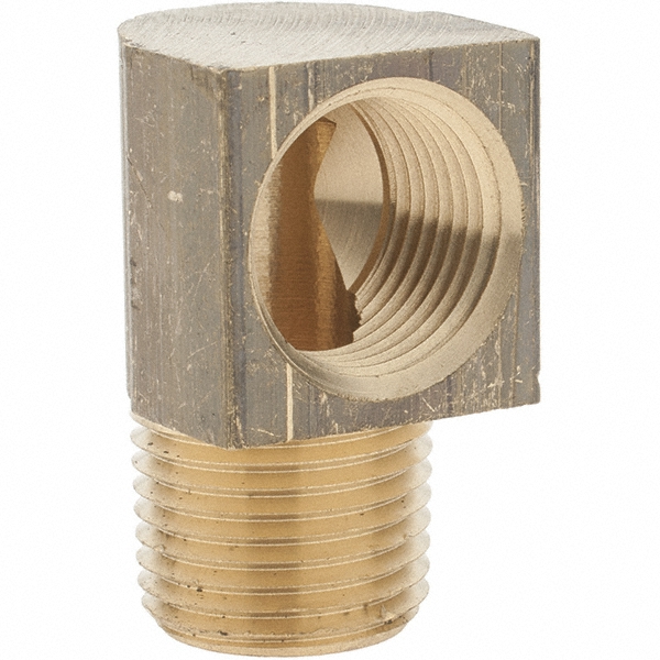 Merit Brass Brass Pipe 90 ° Street Elbow: 1/2" Fitting, Threaded, FNPT x MNPT, Class 125 - X103-08