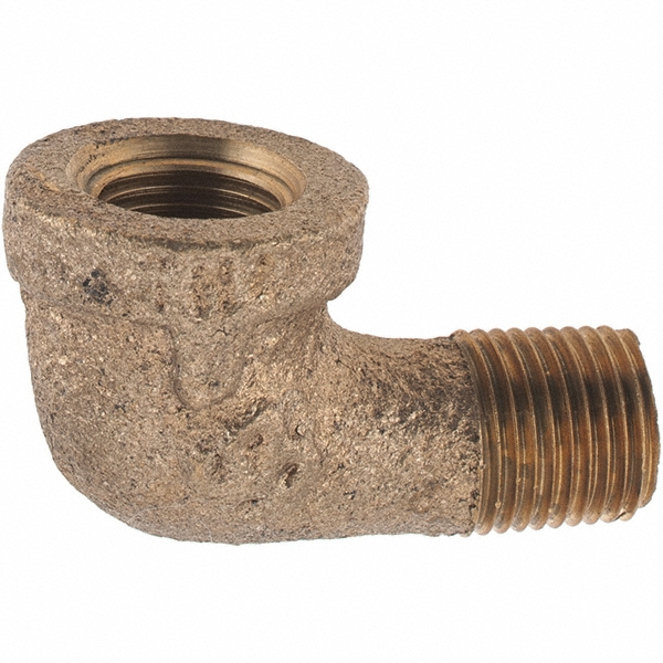 Merit Brass Brass Pipe 90 ° Street Elbow: 1/2" Fitting, Threaded, FNPT x MNPT, Class 125 - X103-08