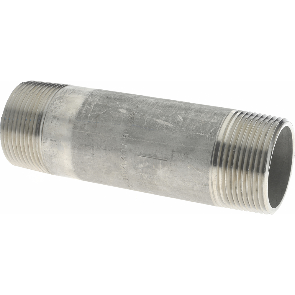 Merit Brass Stainless Steel Pipe Nipple: 1-1/4" Pipe, Grade 316 & 316L - 6020-550