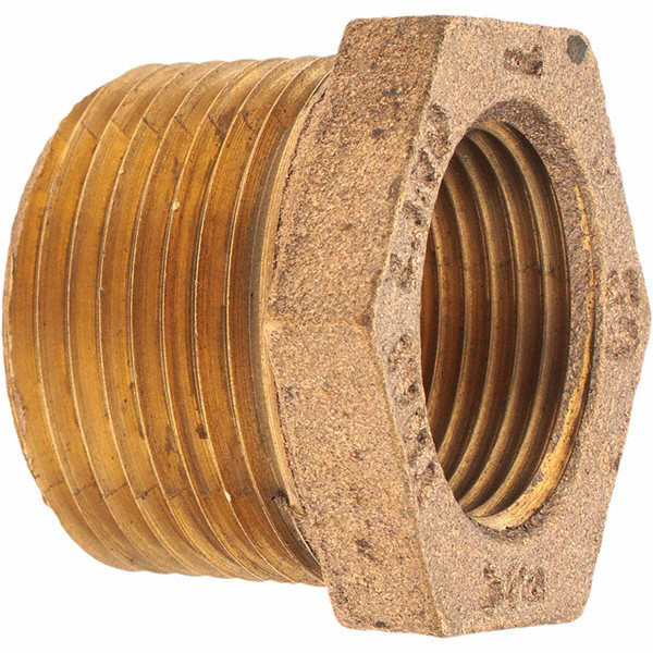 Merit Brass Brass Pipe Bushing: 1-1/2 x 1-1/4" Fitting, Threaded, MNPT x FNPT, Class 125, Lead Free - XNL114-2420