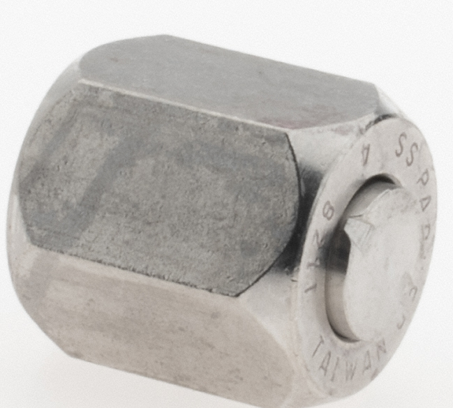 Parker Stainless Steel Flared Tube Cap: 1/4" OD, 37 deg Flared Angle - PT-00320