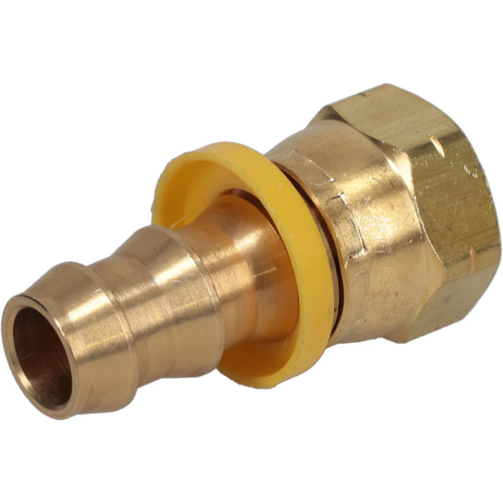CerroBrass Barbed Push-On Hose Female Connector: 3/4" UNF, Brass, 1/2" Barb - 30234
