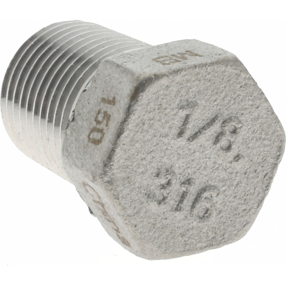 Merit Brass Pipe Hex Plug: 1/8", 316 Stainless Steel - K617H-02