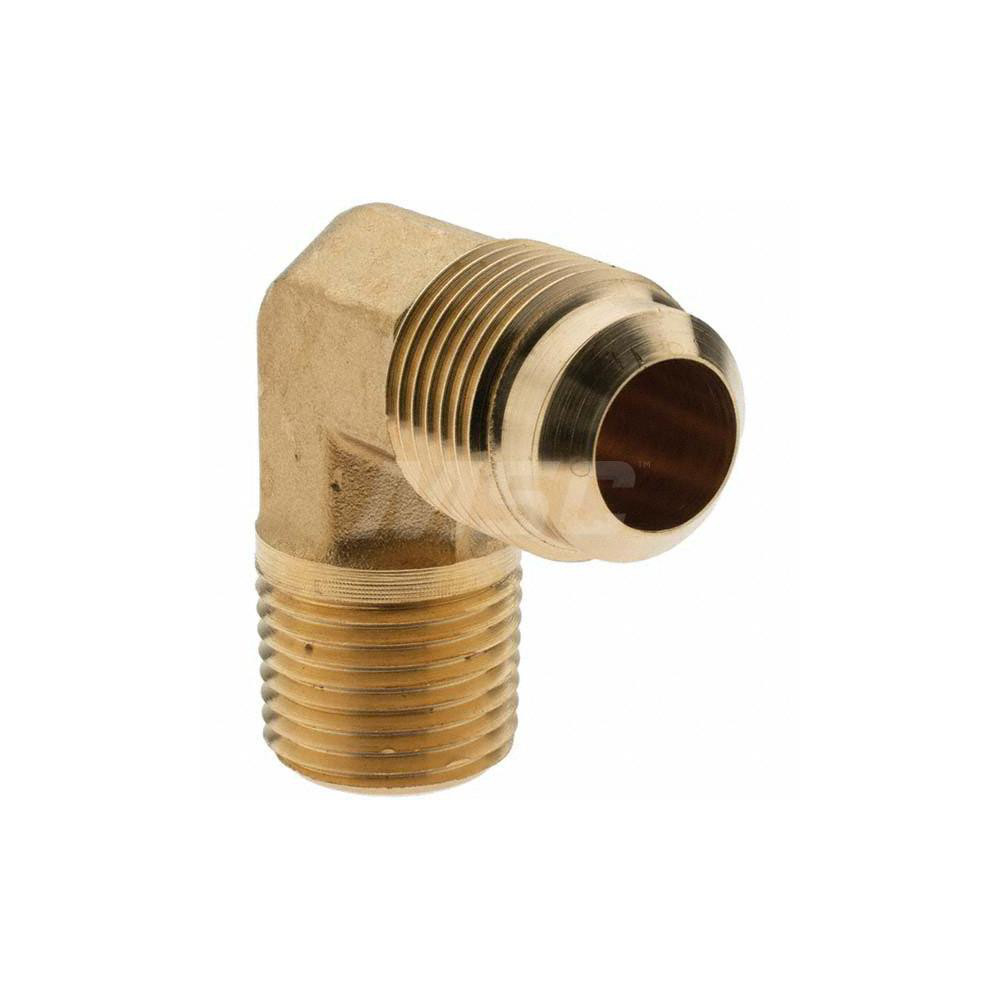 Parker Brass Flared Tube 90 Deg Male Elbow: 5/8" OD, 1/2-14 Thread, 45 deg Flared Angle - BD-149F-10-8-1