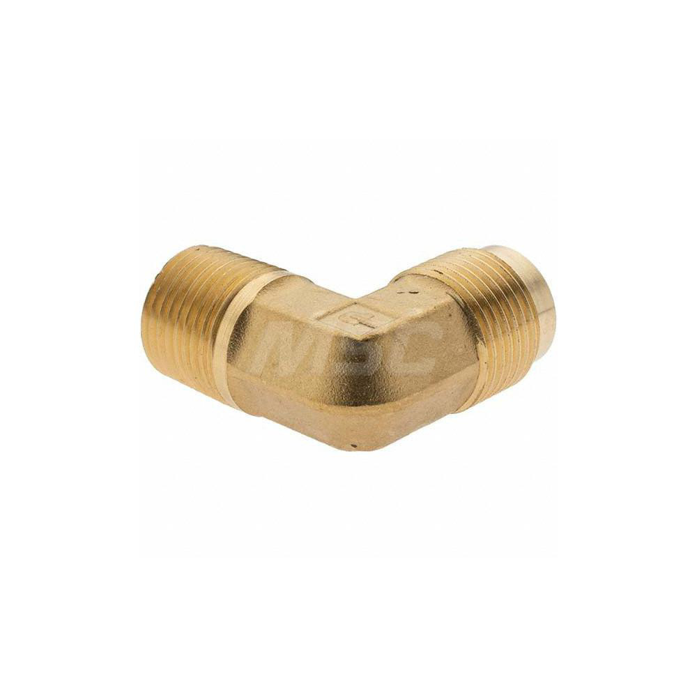 Parker Brass Flared Tube 90 Deg Male Elbow: 5/8" OD, 1/2-14 Thread, 45 deg Flared Angle - BD-149F-10-8-1