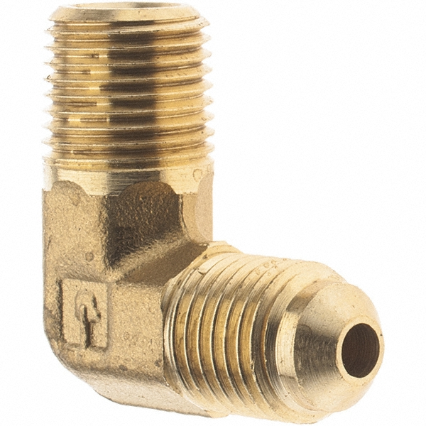 Parker Flared Tube 90 Deg Male Elbow: 5/16" OD, 1/8-27 Thread, 45 deg Flared Angle - 11026