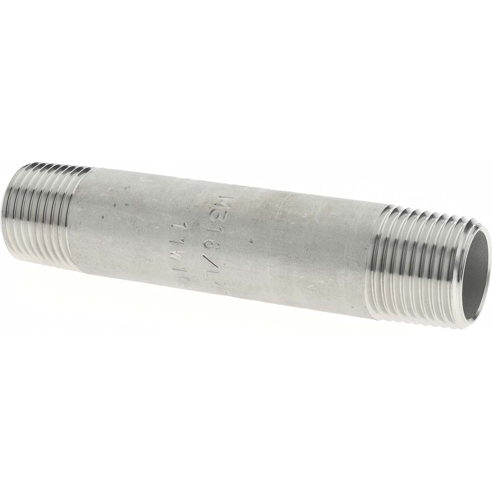 Merit Brass Stainless Steel Pipe Nipple: 3/8" Pipe, Grade 316 & 316L - 6006-300