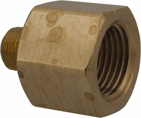 Parker Industrial Pipe Adapter: 3/8" Female Thread, 1/4" Male Thread, MNPTF x FNPTF - 222P-6-4