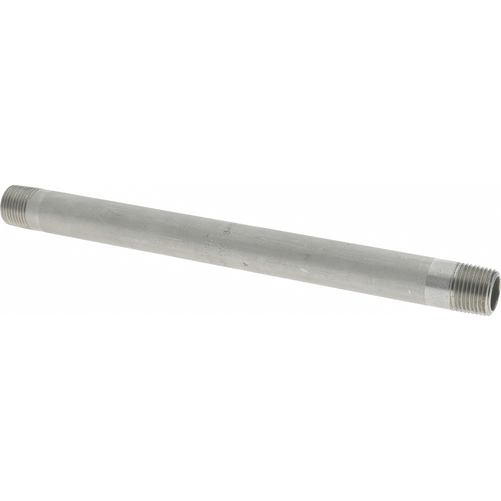 Merit Brass Stainless Steel Pipe Nipple: 3/8" Pipe, Grade 304 & 304L - 4006-800