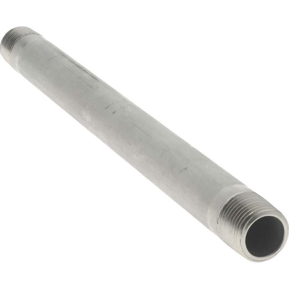 Merit Brass Stainless Steel Pipe Nipple: 3/8" Pipe, Grade 304 & 304L - 4006-800