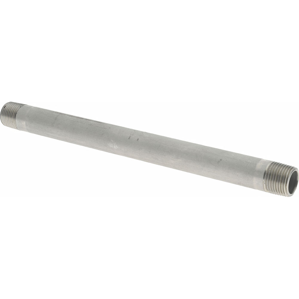 Merit Brass Stainless Steel Pipe Nipple: 3/8" Pipe, Grade 304 & 304L - 4006-800