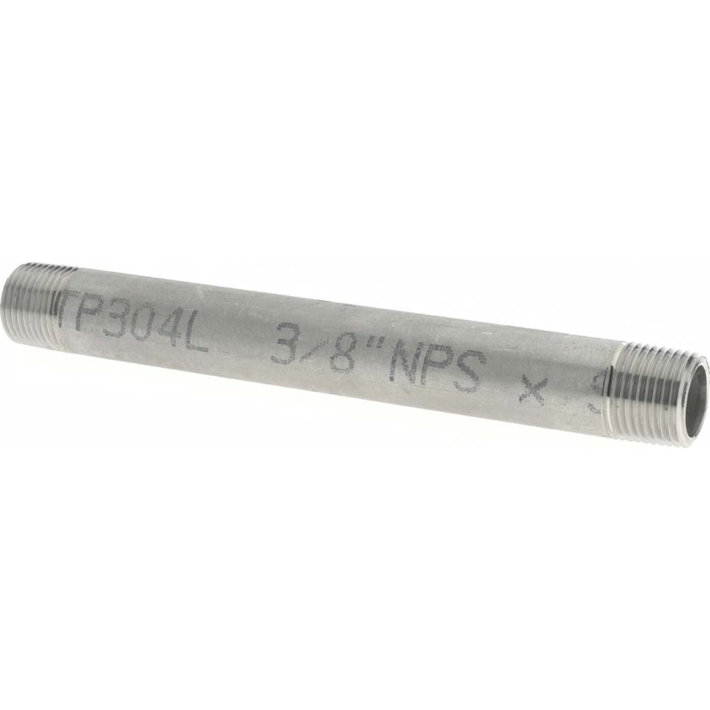 Merit Brass Stainless Steel Pipe Nipple: 3/8" Pipe, Grade 304 & 304L - 4006-800