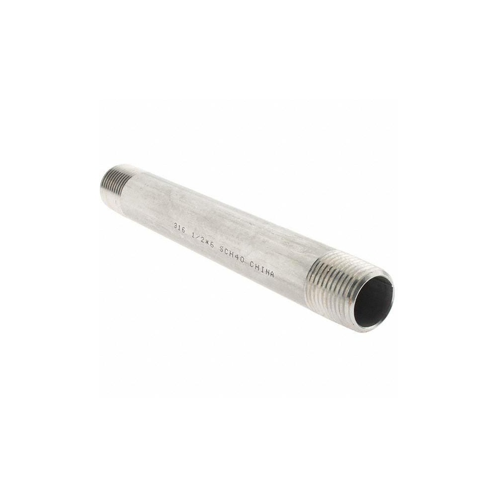Value Collection Stainless Steel Pipe Nipple: 1/2" Pipe, Grade 316 & 316L - 6BN1/2*6
