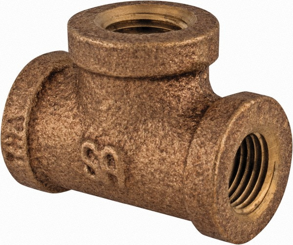 Merit Brass Brass Pipe Tee: 3/4" Fitting, Threaded, FNPT x FNPT x FNPT, Class 125 - X106-12