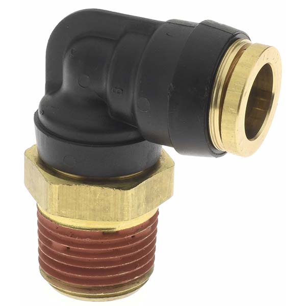 Norgren Push-to-Connect Tube x Metric Thread Fitting: 90 deg Swivel Elbow, 6.00 mm OD - C02470605