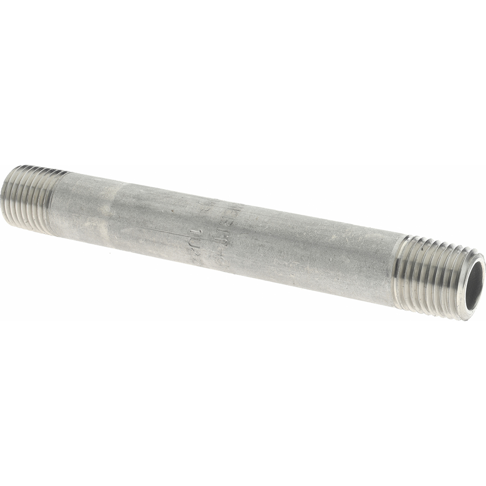 Merit Brass Stainless Steel Pipe Nipple: 1/4" Pipe, Grade 304 & 304L - 4004-400