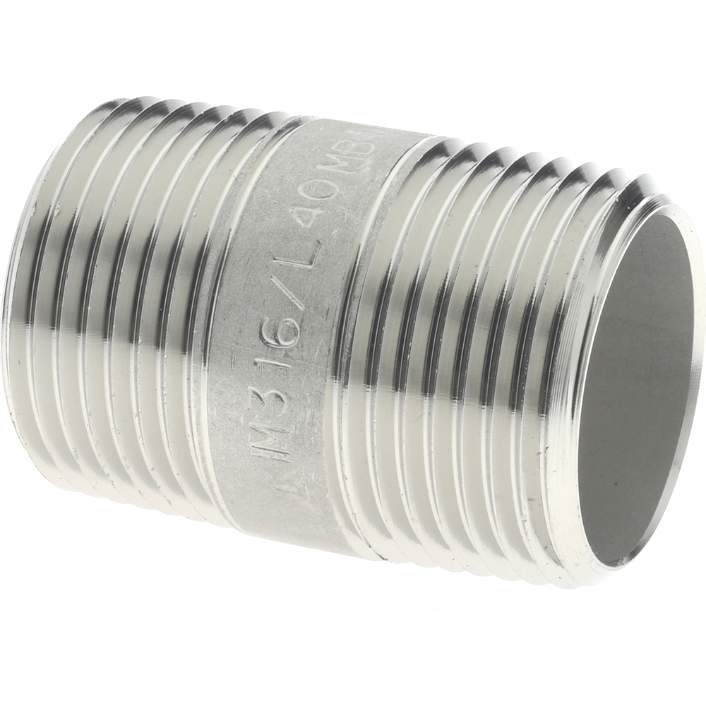 Merit Brass Stainless Steel Pipe Nipple: 3/4" Pipe, Grade 304 & 304L - 4012-200