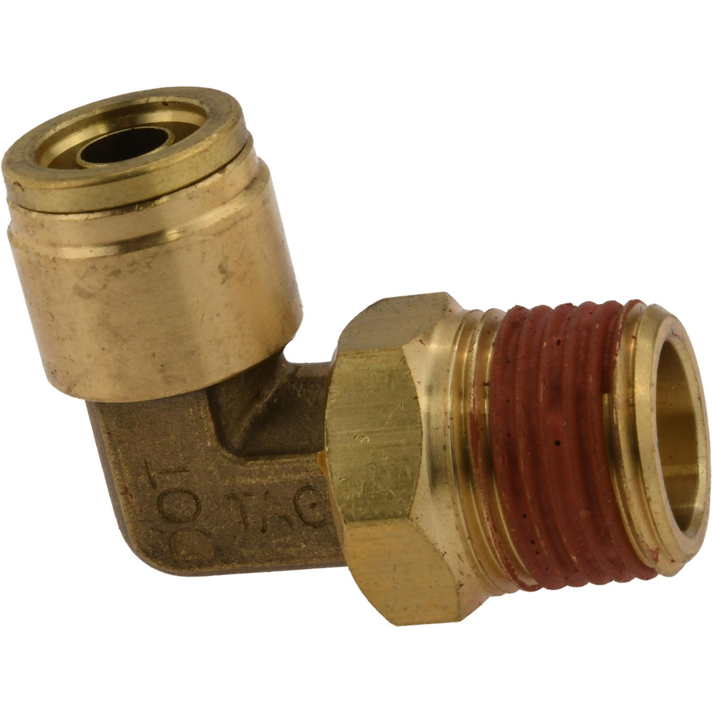 PRO-SOURCE Push-to-Connect Push-to-Connect x MNPT Fitting: 90 deg Swivel Elbow, NPT, 3/8" OD - PC69-DOTS-66