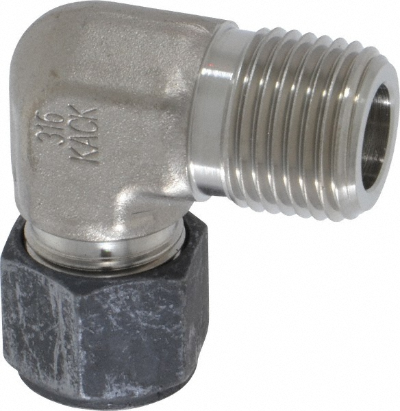 Parker Compression Tube Male Elbow: 1/2" Tube OD, Compression x MNPT - 8-8 CBZ-SS