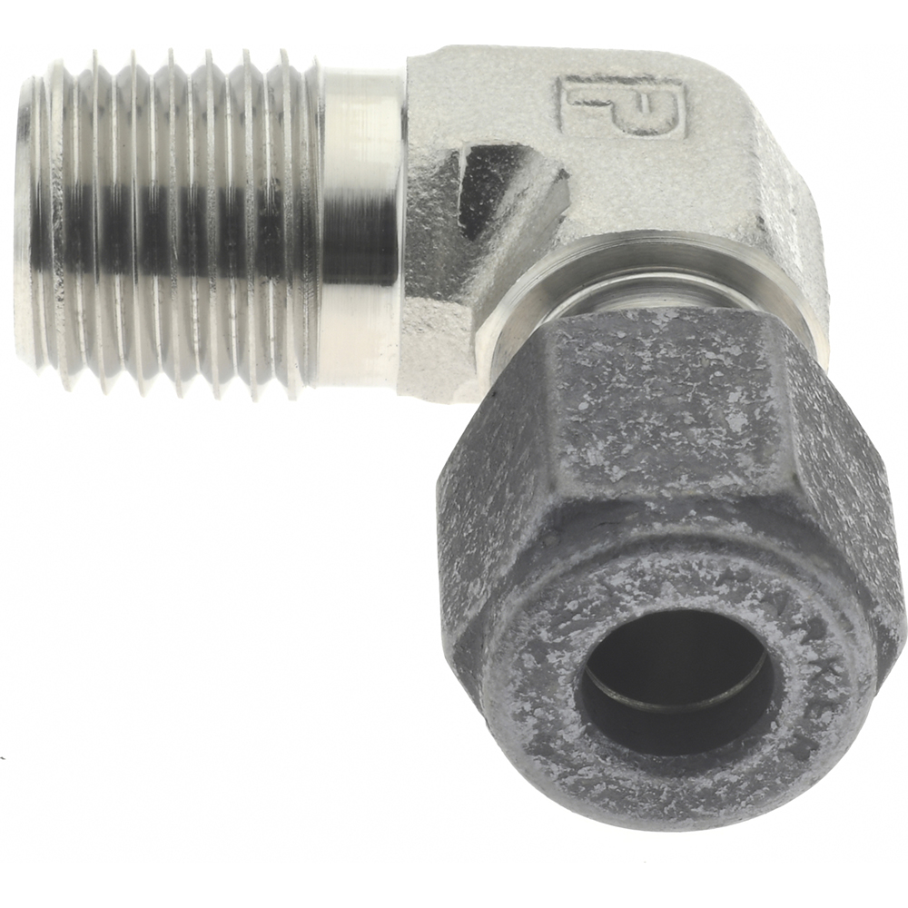 Parker Compression Tube Male Elbow: 1/2" Tube OD, Compression x MNPT - 8-8 CBZ-SS